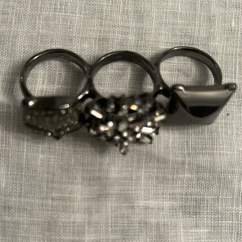 Three Finger Cocktail Statement Ring - image 1
